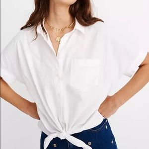 Madewell tie front short sleeve shirt